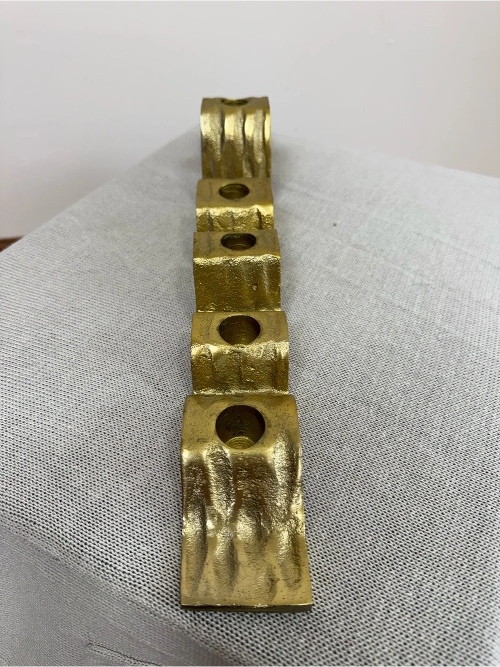 MCM Style Sculptural Gold Metal Wave Candelabra Taper Candle Holder Centerpiece